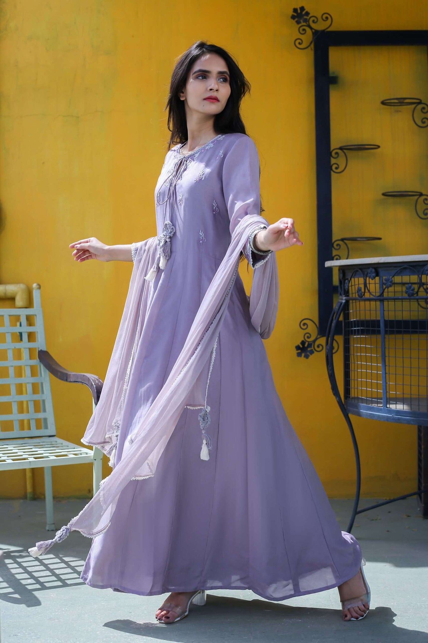 LAVENDER GREY ANARKALI SET OF 2