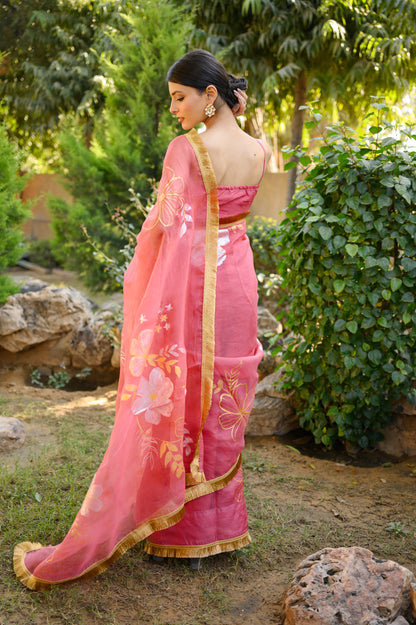 Noor-e-Sunehra Handpainted Organza Saree